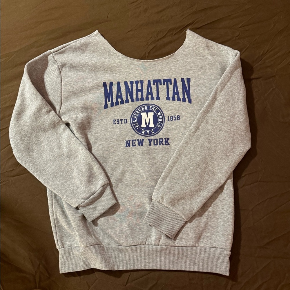 SHEIN Gray Manhattan New York Sweatshirt